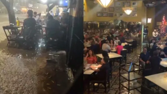 Imagem ilustrativa da notícia Vídeo: chuva provoca inundação em restaurantes de Belém