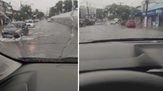 Imagem ilustrativa da notícia Chuva deixa ruas alagadas e trânsito caótico na Grande Belém