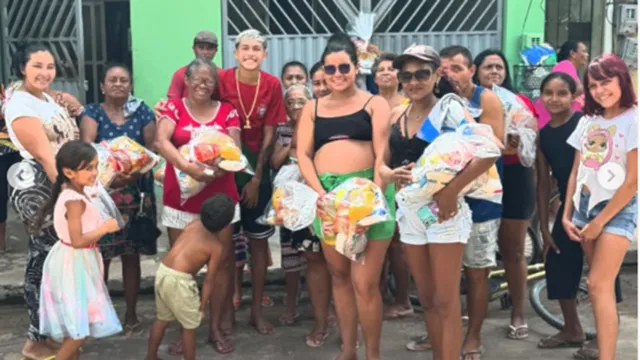 Imagem ilustrativa da notícia Influencer feito refém entrega cestas básicas em Belém. Veja