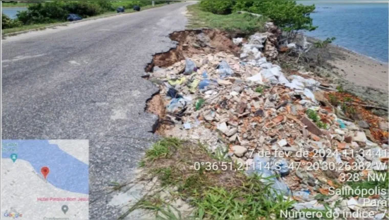 Imagem ilustrativa da notícia Risco em área de erosão pode interditar Avenida de Salinas