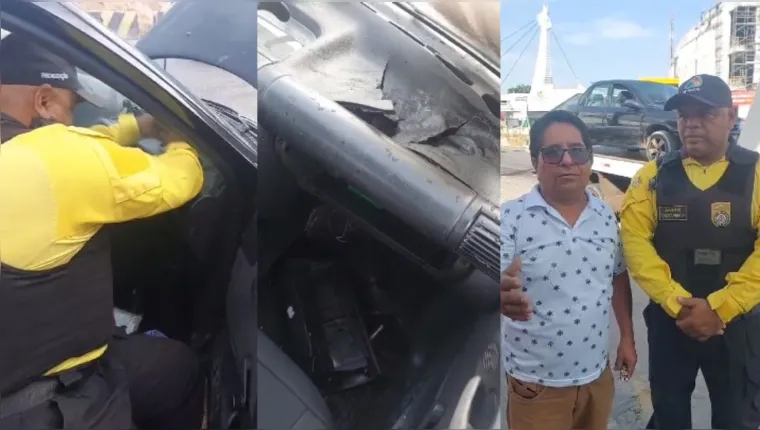 Imagem ilustrativa da notícia Vídeo: agentes do Detran evitam incêndio em carro na BR-316