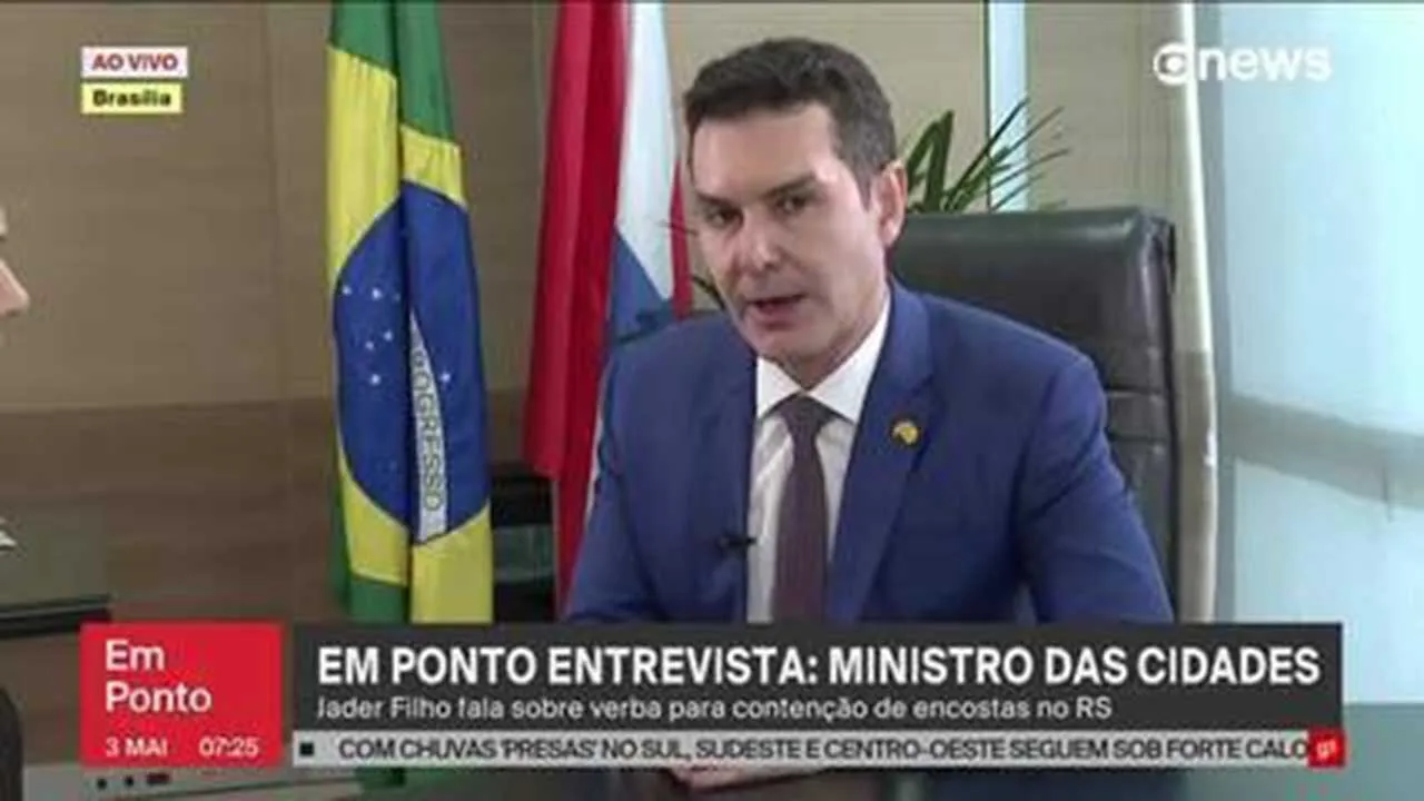 Em entrevista ao canal Globo News, o ministro das cidades, Jader Filho, falou sobe as enchentes no RS.