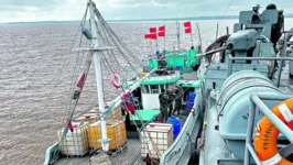 A apreensão foi feita pelo navio-patrulha Guarujá, do grupamento de Patrulha Naval do Norte