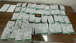 Ao examinar o conteúdo da caixa, os policiais descobriram 44 pacotes de herbicidas, cada um pesando 250 g.