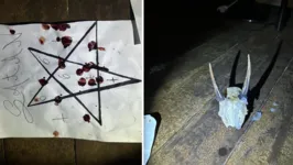 Um pentagrama coberto de sangue foi achado no local