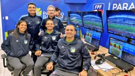 Equipe do VAR no primeiro jogo da final do Campeonato Paraense.