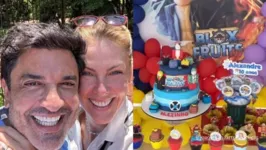 Ana Hickmann e Edu Guedes na comemoração do aniversário do filha da apresentadora