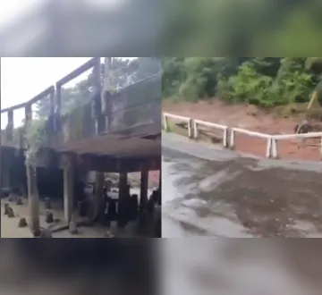 Imagem ilustrativa da imagem Vídeo: ponte cede na PA-140 e interdita rodovia em Bujaru