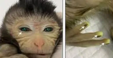 Imagem ilustrativa da imagem Cientistas chineses criam macaco com dedos fluorescentes