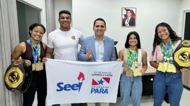 Atletas do Pará visitaram a Seel e mostram com orgulho as medalhas conquistadas