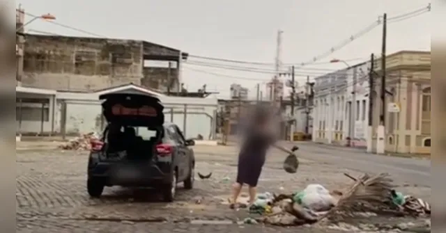 Imagem ilustrativa da notícia Vídeo: mulher joga lixo em via pública no centro de Belém
