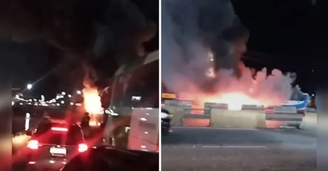 Imagem ilustrativa da notícia Vídeo: ônibus pega fogo na BR-316 em Ananindeua