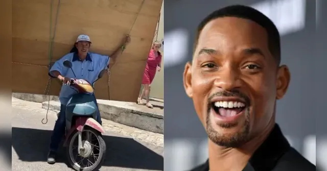 Imagem ilustrativa da notícia Transporte de guarda-roupa em moto impressiona Will Smith 
