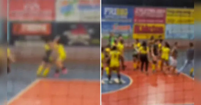 Imagem ilustrativa da notícia Vídeo: final de futsal feminino acaba em pancadaria no Pará