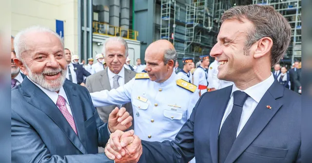 Imagem ilustrativa da notícia Macron encerra agenda no Brasil com Lula em Brasília
