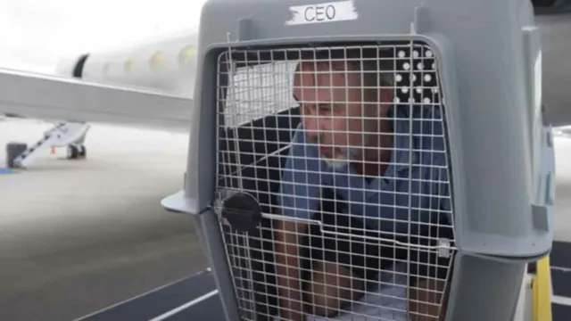 Imagem ilustrativa da notícia CEO de empresa aérea experimenta viajar em caixa para pets