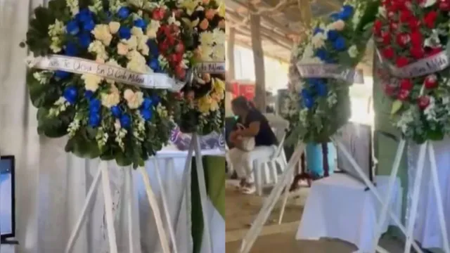 Imagem ilustrativa da notícia Vídeo: coroa de flores se mexe sozinha e assusta em velório