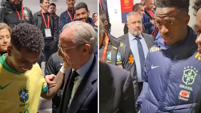 Imagem ilustrativa da notícia Florentino encontra Vini Jr, Rodrygo e Endrick no Bernabéu