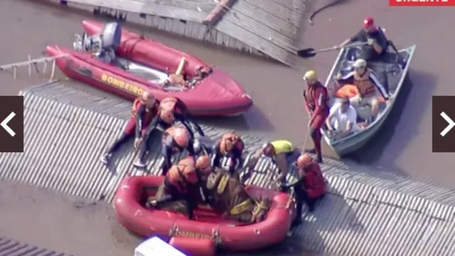 Imagem ilustrativa da notícia Vídeo: cavalo é resgatado de telhado após ficar ilhado no RS