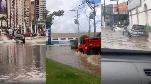 Imagem ilustrativa da notícia Vídeos: soma de maré alta e temporal afunda Belém de novo