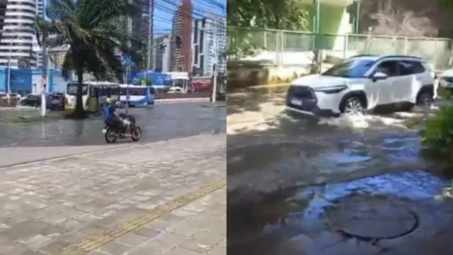 Imagem ilustrativa da notícia Vídeo: maré alta deixa ruas de Belém debaixo d'água