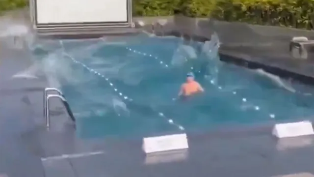 Imagem ilustrativa da notícia Vídeo: turista fica preso em piscina no terremoto em Taiwan