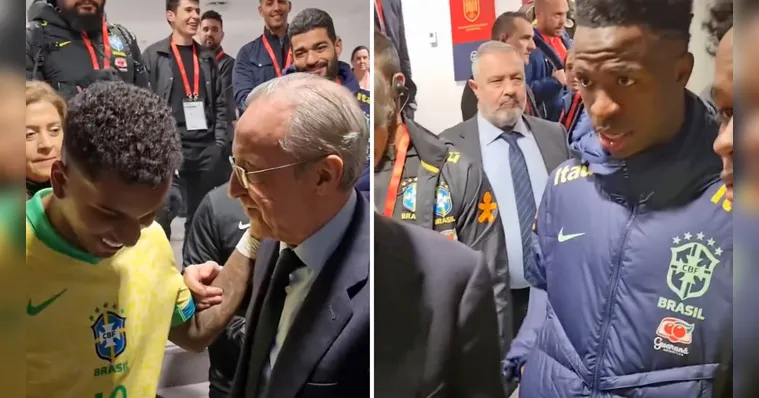 Imagem ilustrativa da notícia Florentino encontra Vini Jr, Rodrygo e Endrick no Bernabéu