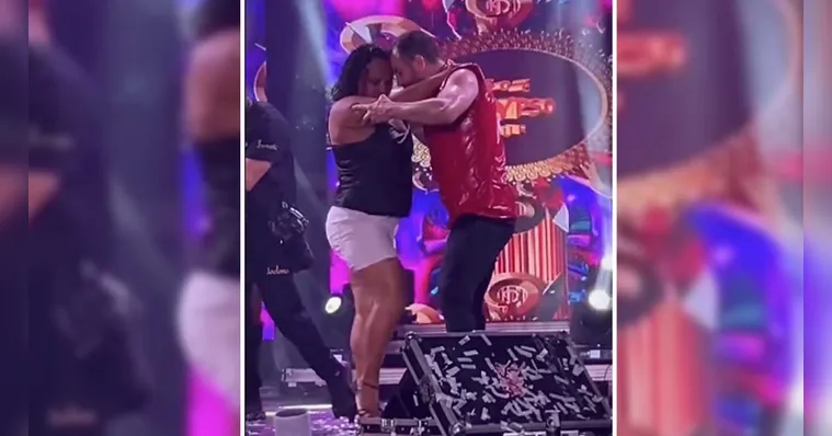 Imagem ilustrativa da notícia Vídeo: fã sobe em palco de Joelma e surpreende a cantora