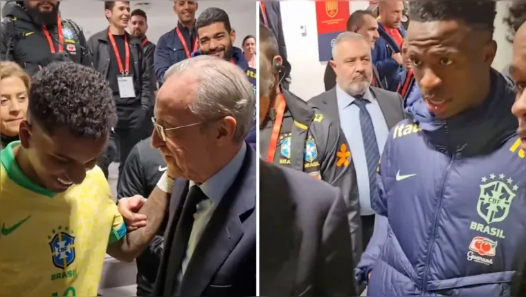 Imagem ilustrativa da notícia Florentino encontra Vini Jr, Rodrygo e Endrick no Bernabéu