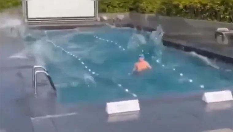 Imagem ilustrativa da notícia Vídeo: turista fica preso em piscina no terremoto em Taiwan