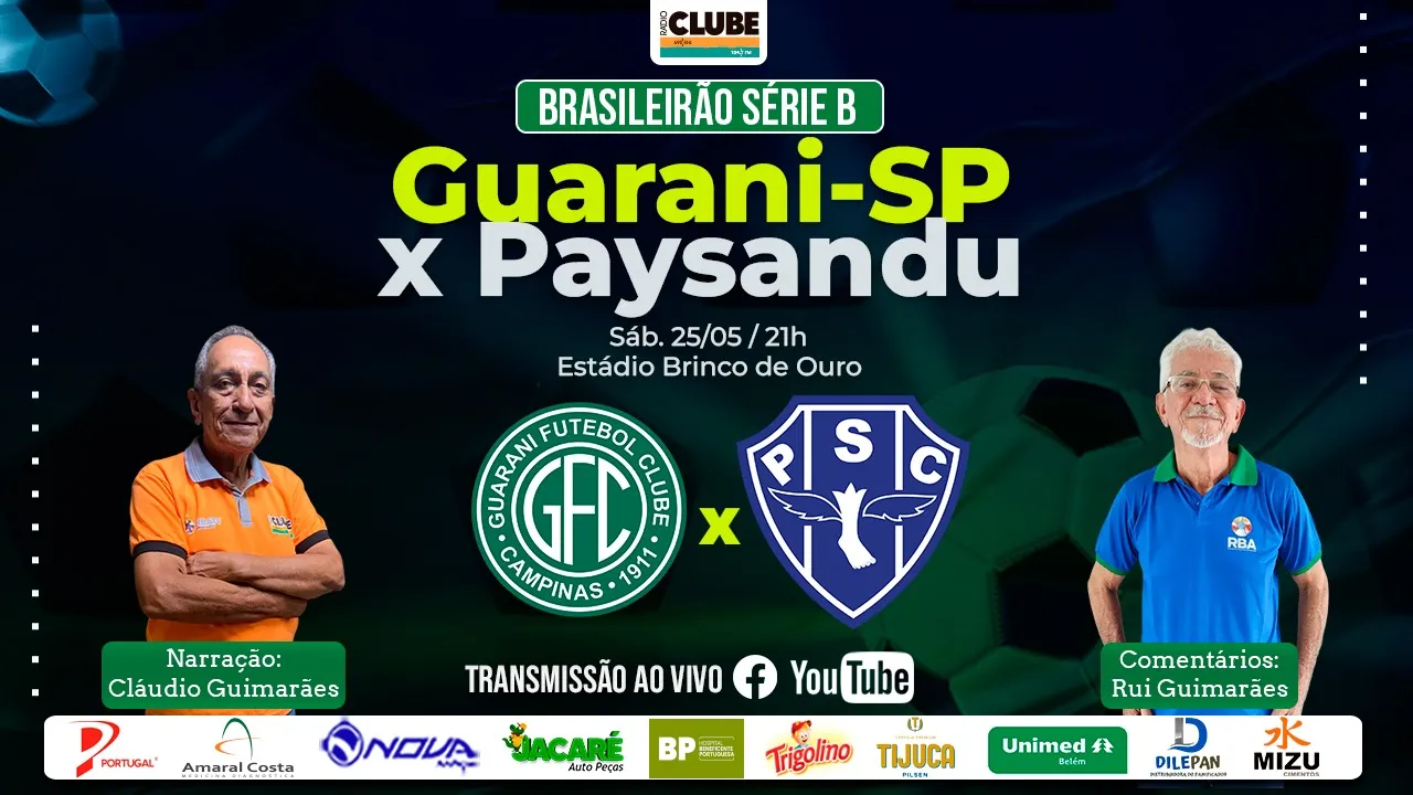 Cláudio Guimarães e Rui Guimarães vão acompanhar os lances de Guarani X Paysandu