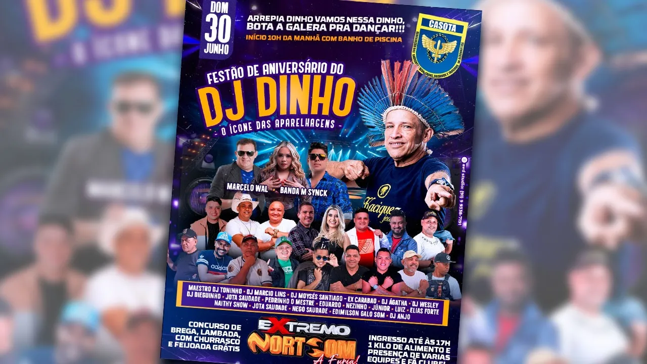 Festa do DJ Dinho contará com diversas atrações neste domingo (30) em Belém