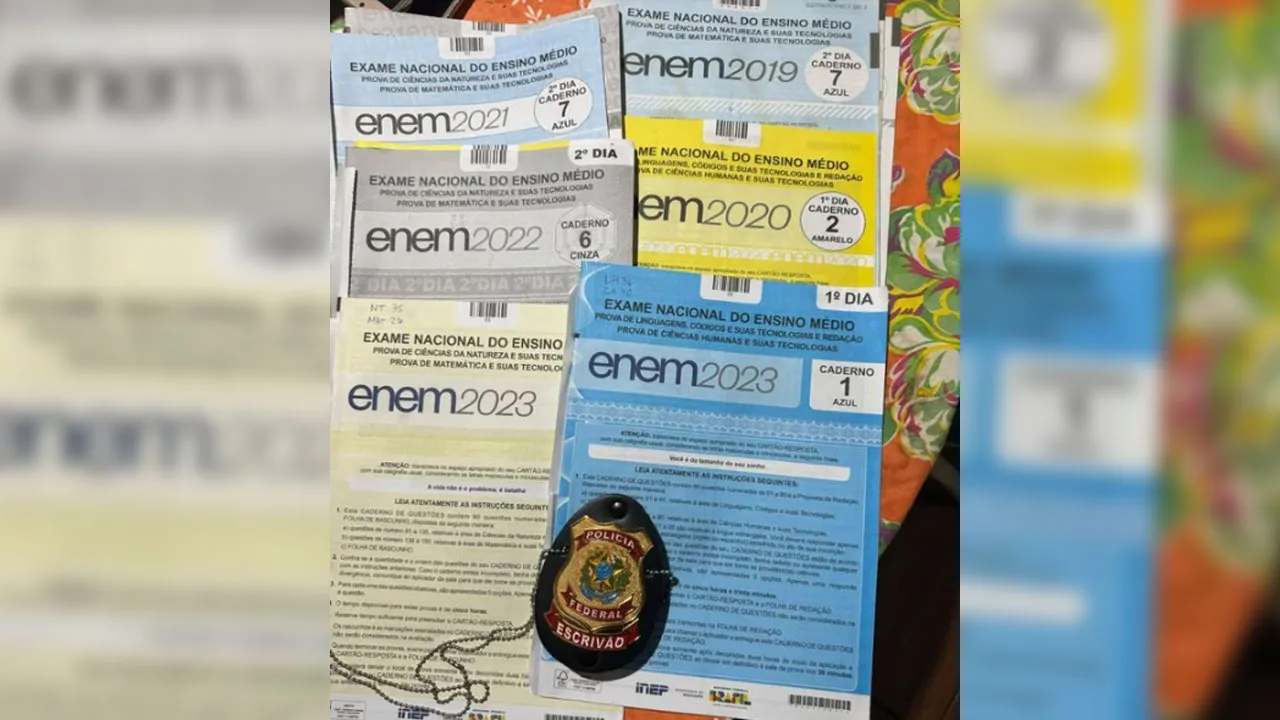 Segundo a PF, uma pessoa contratada para aplicar a prova do Enem na cidade de Belém (PA) tirou uma foto da prova de redação às 13h50, quando a prova ainda estava em andamento.