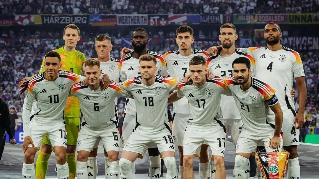 Formação inicial da Alemanha na estreia na Eurocopa 2024 contra a Escócia, na última sexta-feira (14).