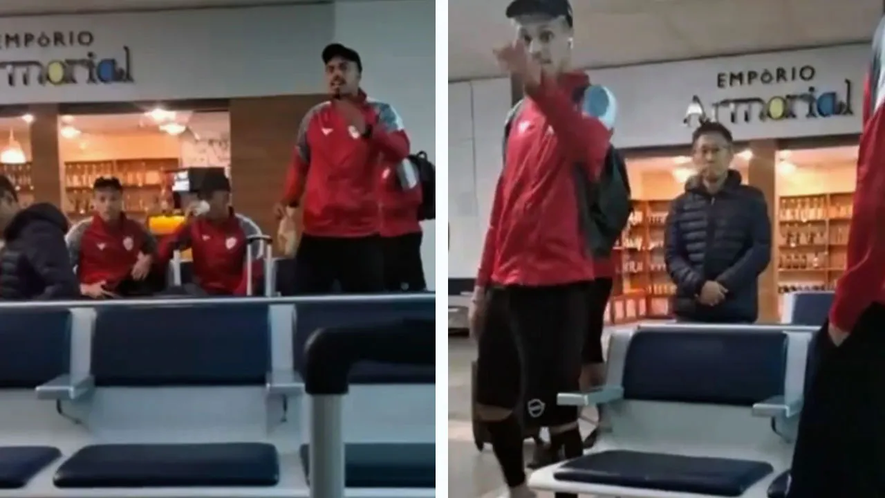 Vídeo que viralizou na internet mostra jogadores do Vila Nova reagindo à "encarnação"  do torcedor bicolor.
