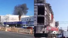 Chamas e fumaça preta na lateral do Shopping Castanheira foram flagradas por quem passava pelo local na manhã desta terça-feira (2)
