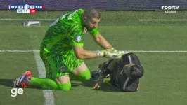 Goleiro do Canadá, Crepeau, foi quem percebeu o bandeirinha caindo