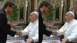 O humorista deu várias risadas com o Papa Francisco no Vaticano