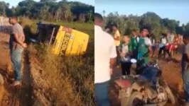 Momento do acidente. Apesar do susto, não houve feridos