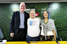 O reitor da UFPA, Emmanuel Zagury Tourinho; presidente da SBPC, Renato Janine Ribeiro; coordenadora geral do evento, Cláudia Linhares Sales.