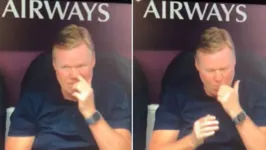 Ronald Koeman foi flagrado comendo catarro durante jogo de estreia da Holanda na Euro-2024.