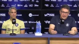O presidente Tonhão, ao ao lado do técnico Rodrigo Santana, deu explicações sobre as decisões tomadas por sua gestão no Clube do Remo.
