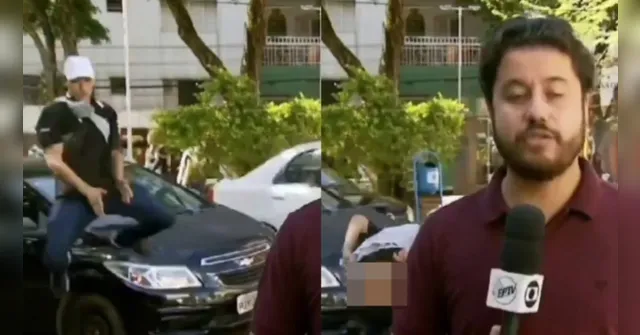 Imagem ilustrativa da notícia Vídeo: homem dá "sarrada" e mostra bunda ao vivo na TV Globo
