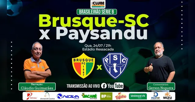 Imagem ilustrativa da notícia Tem Jogo no DOL e na Clube: ouça aqui Brusque x Paysandu