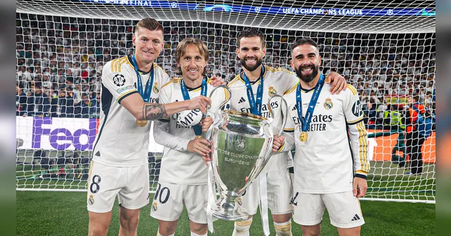 Imagem ilustrativa da notícia Quarteto do Real Madrid iguala recorde na Champions League