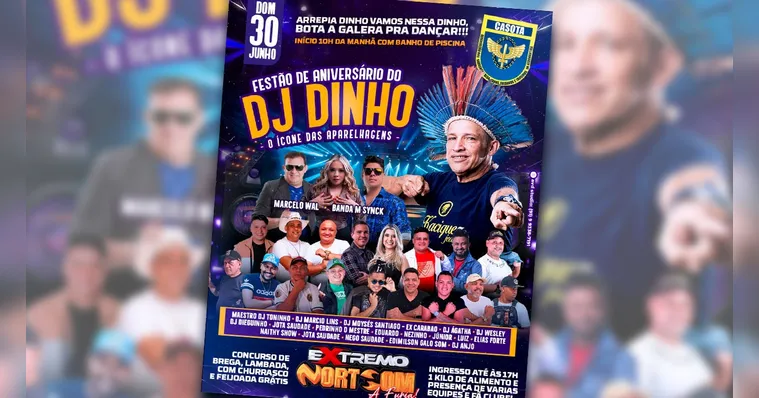 Imagem ilustrativa da notícia DJ Dinho promove aniversário com várias atrações em Belém