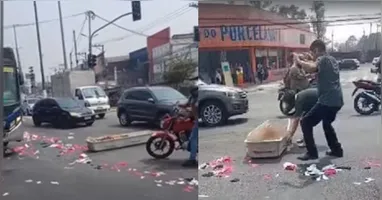 Após o incidente, funcionários da funerária foram rapidamente mobilizados.