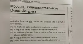 As questões estavam na prova para provimento de vagas para a Prefeitura de Macaé (RJ), aplicada neste domingo (13)