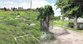 Além do mato que toma conta das sepulturas, portões permanecem abertos, gerando insegurança.