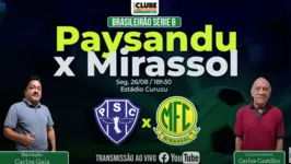 Carlos Gaia e Carlos Castilho estão em campo para as emoções de Paysandu X Mirassol